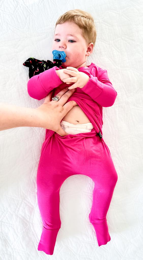 Front Opening Romper in Fuchsia | Bamboo Viscose