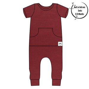 Front Opening Romper in Memphis Rust | Bamboo Viscose