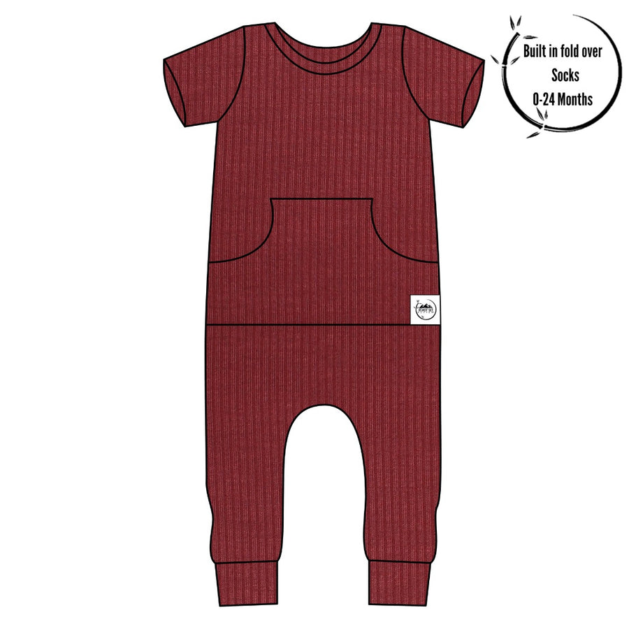 Front Opening Romper in Memphis Rust | Bamboo Viscose