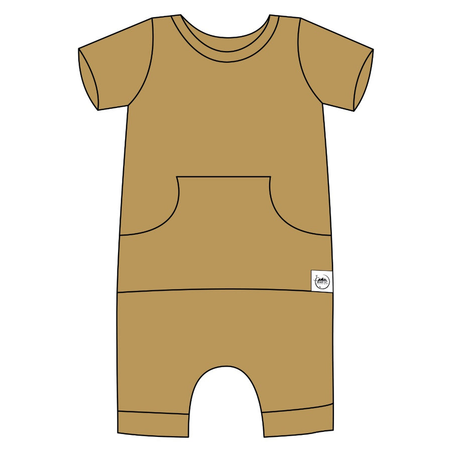 Front Opening Shortie Romper in Khaki | Bamboo Viscose