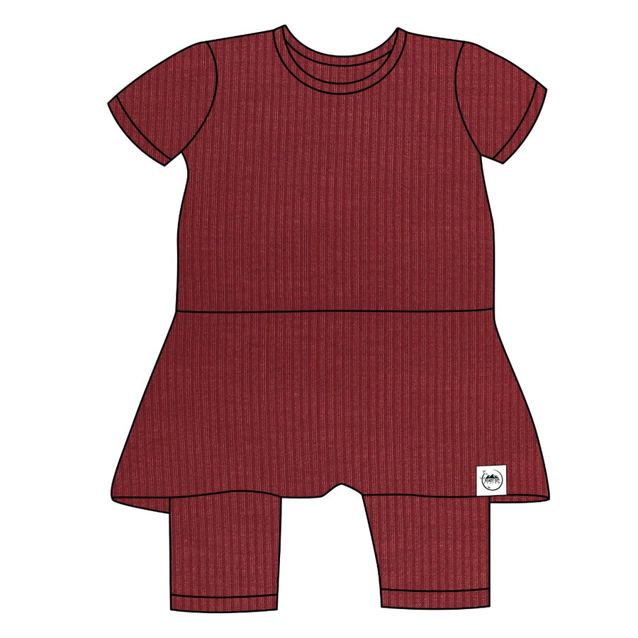 Front Opening Twirl Shortie Romper in Memphis Rust | Ribbed Bamboo Viscose