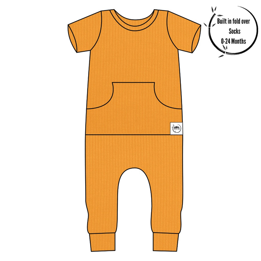 Front Opening Romper in Amber | Bamboo Viscose