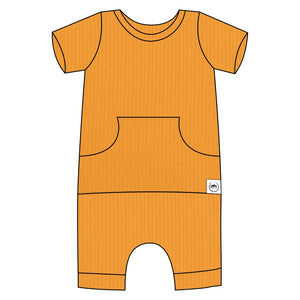 Front Opening Shortie Romper in Amber | Bamboo Viscose