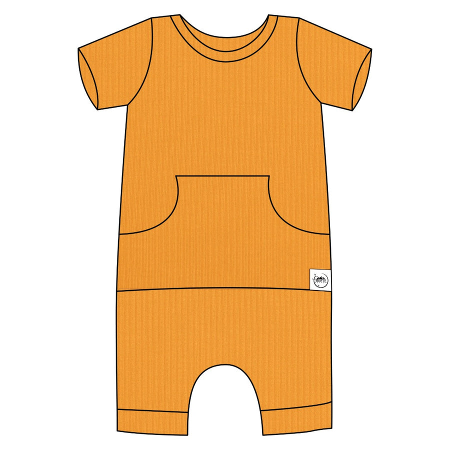 Front Opening Shortie Romper in Amber | Bamboo Viscose