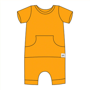 Front Opening Shortie Romper in Mango | Bamboo Viscose