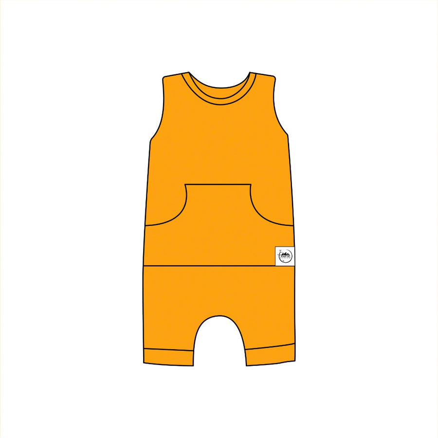 Front Opening Tank Shortie Romper in Mango | Bamboo Viscose