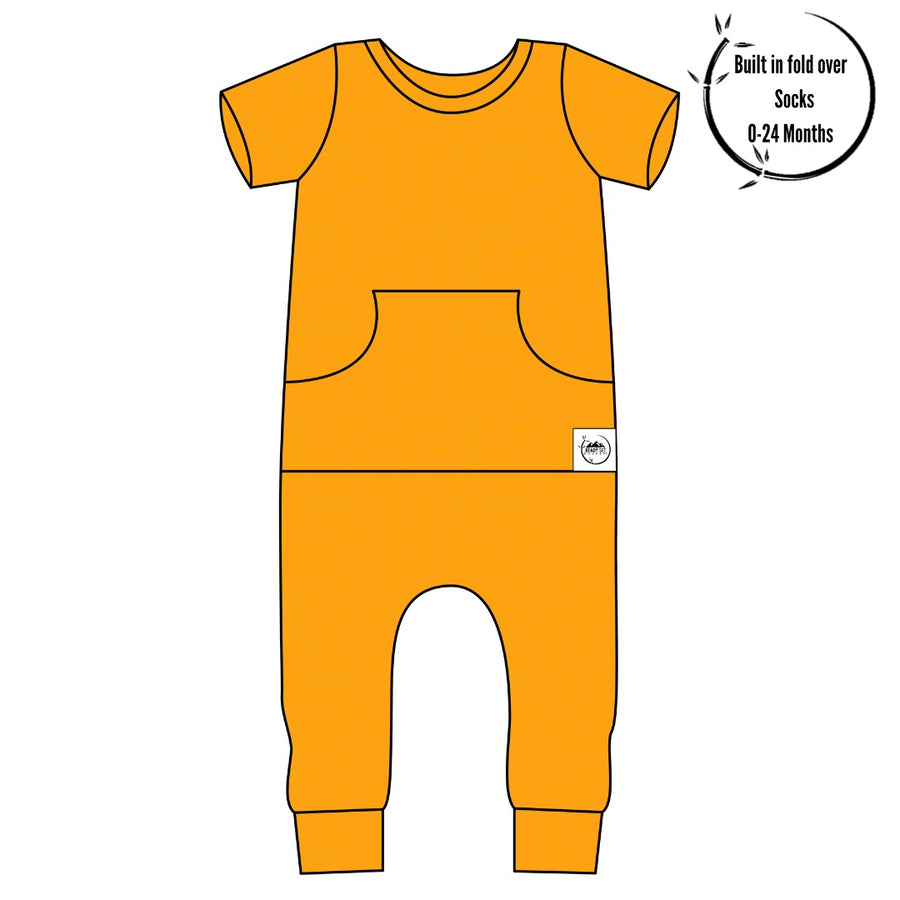 Front Opening Romper in Mango | Bamboo Viscose