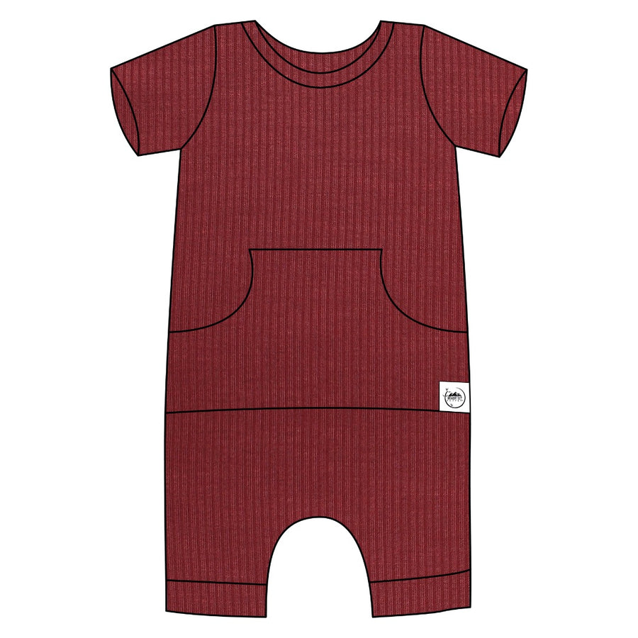 Front Opening Shortie Romper in Memphis Rust | Bamboo Viscose
