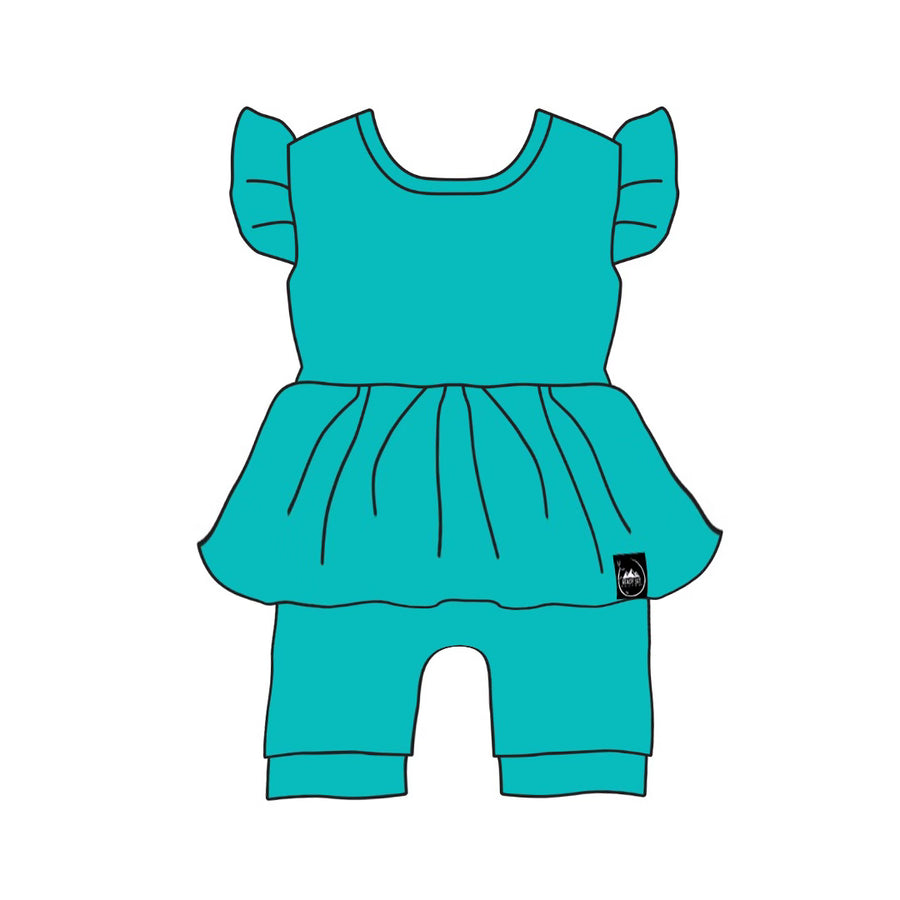 Switch-A-Roo ™ Reversible Opening Twirl Shortie Romper in Jade | Bamboo Viscose