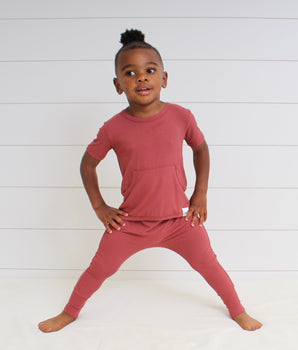 Front Opening Romper in Memphis Rust | Bamboo Viscose