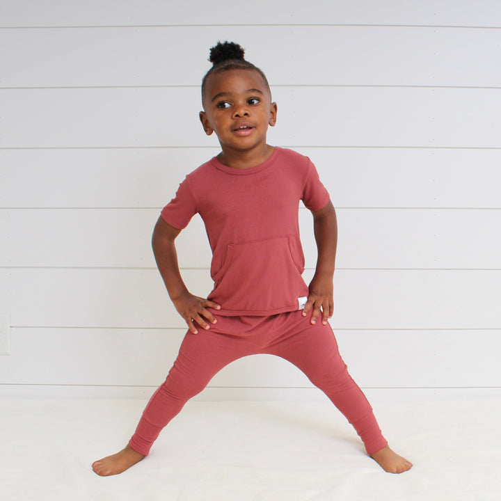 Front Opening Romper in Memphis Rust | Bamboo Viscose