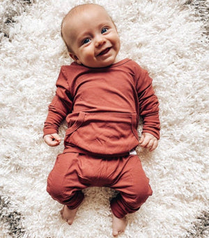 Front Opening Romper in Memphis Rust | Bamboo Viscose