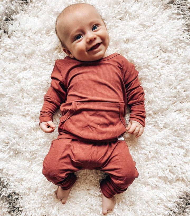 Front Opening Romper in Memphis Rust | Bamboo Viscose