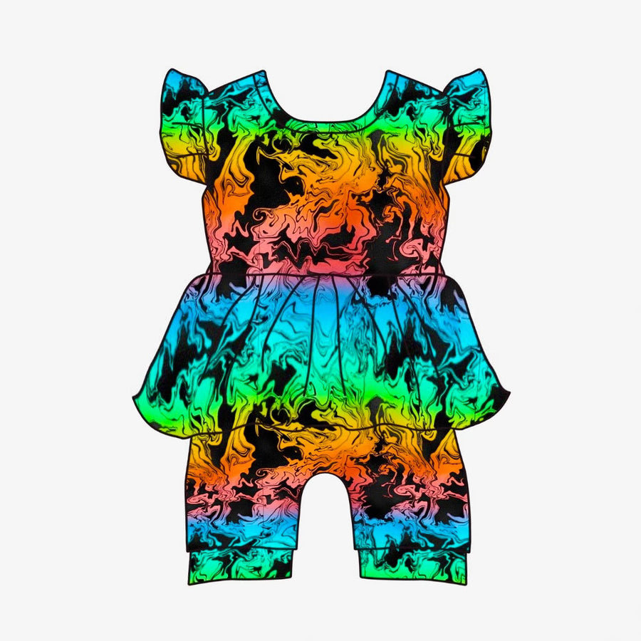 Switch-A-Roo ™ Reversible Opening Twirl Shortie Romper in Prism | Bamboo Viscose