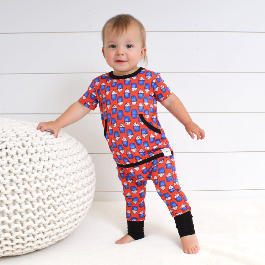Front Opening Romper in Cupcakes | Bamboo Viscose