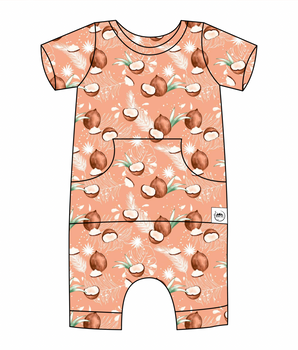 Front Opening Shortie Romper in Coco Nutty | Bamboo Viscose