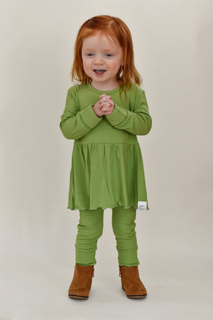 Front Opening Twirl Romper in Ribbed Mantis | Bamboo Viscose