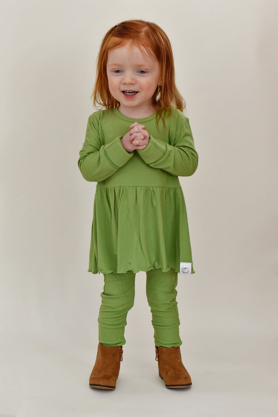 Front Opening Twirl Romper in Ribbed Mantis | Bamboo Viscose