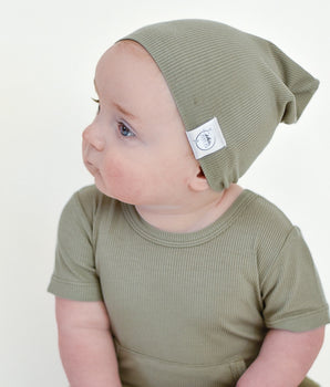 Beanie in Moss | Ribbed Bamboo Viscose