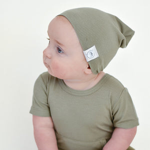 Beanie in Moss | Ribbed Bamboo Viscose