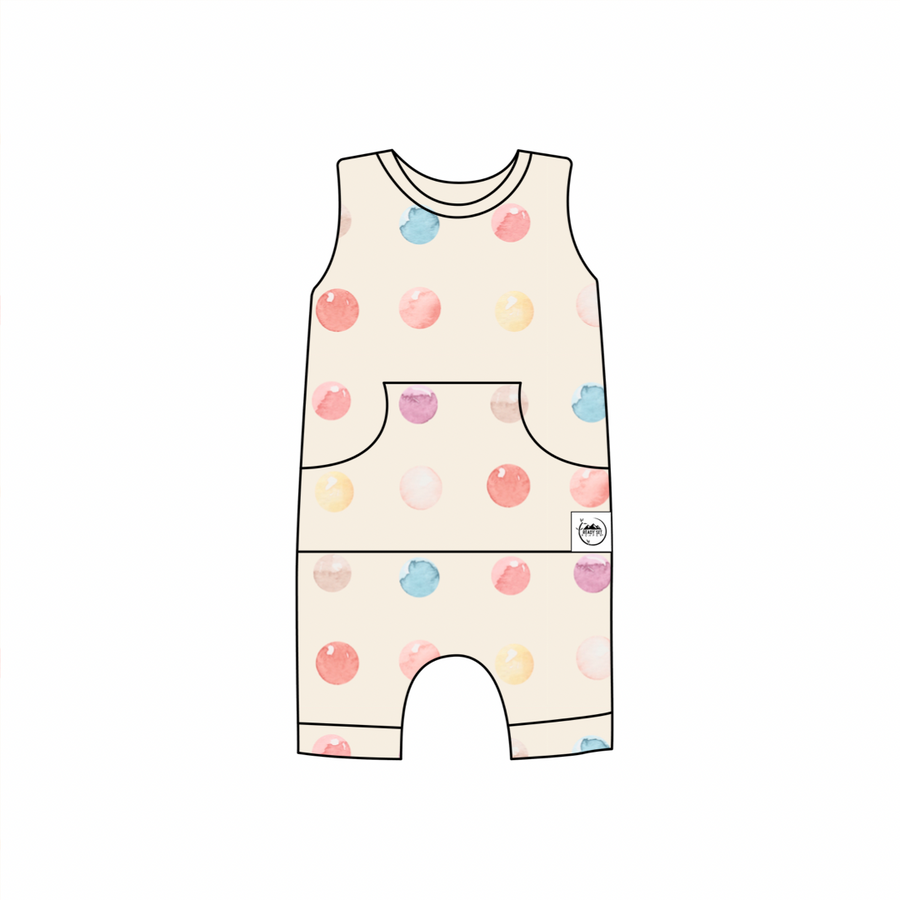 Front Opening Tank Shortie Romper in Boho Candy Buttons | Bamboo Viscose