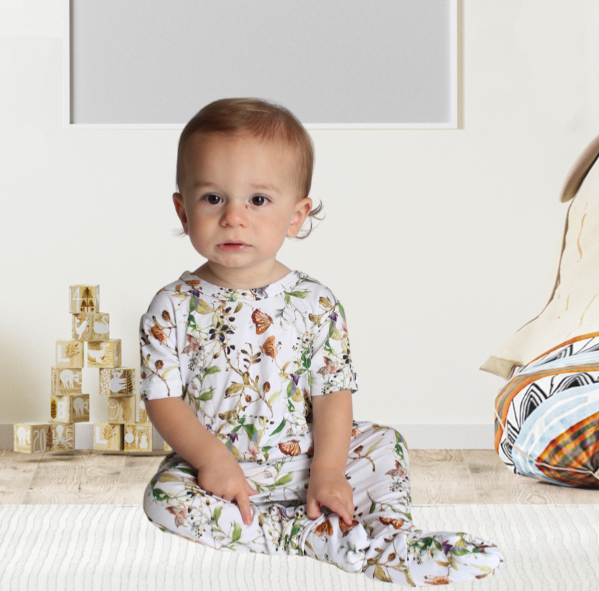 Front Opening Romper in Butterflies | Bamboo Viscose