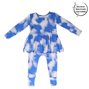 Front Opening Twirl Romper in Watching Clouds | Bamboo Viscose