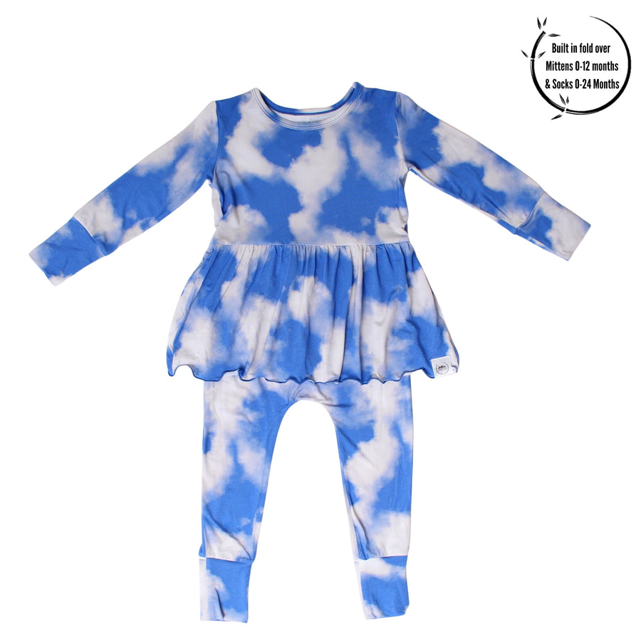 Front Opening Twirl Romper in Watching Clouds | Bamboo Viscose