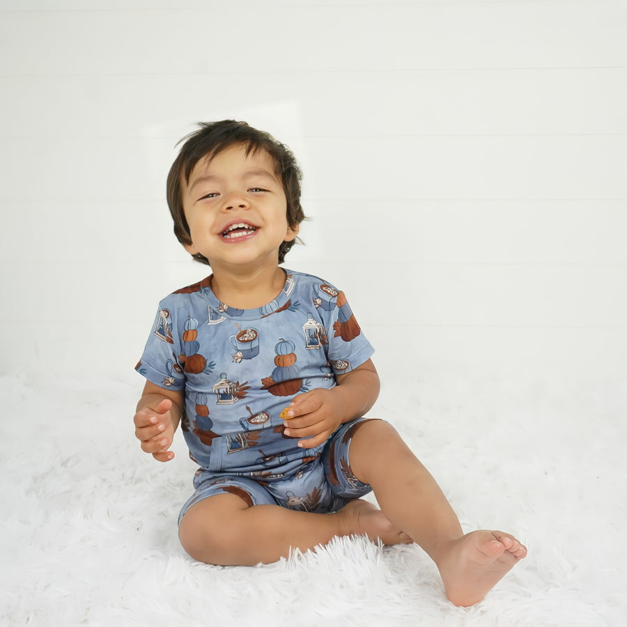 Front Opening Shortie Romper in Pumpkin Spice | Bamboo Viscose