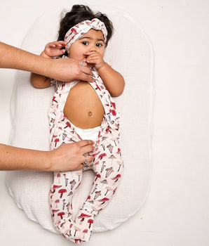 Front Opening Twirl Romper in Truffles