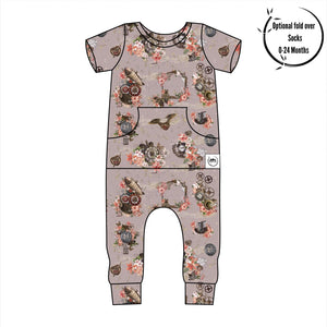 Front Opening Romper in Steampunk | Bamboo Viscose