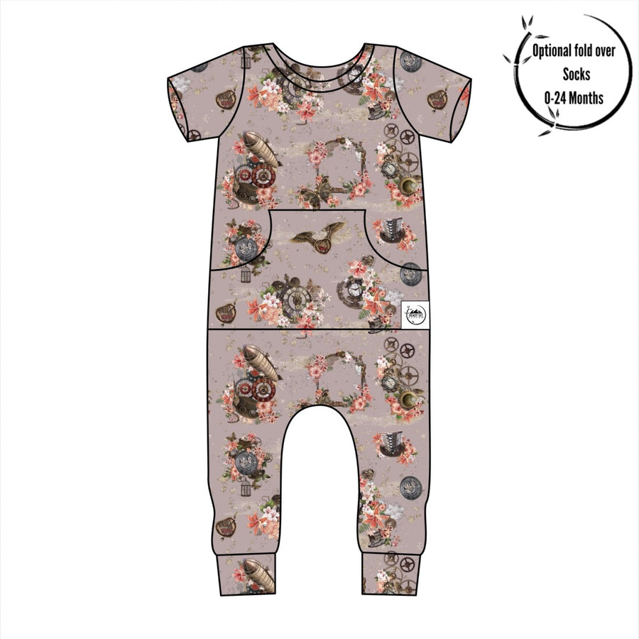 Front Opening Romper in Steampunk | Bamboo Viscose