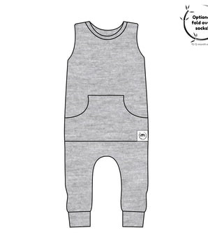 Front Opening Tank Romper in Heathered Grey