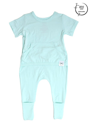 Front Opening Romper in Cool Mint | Bamboo Viscose