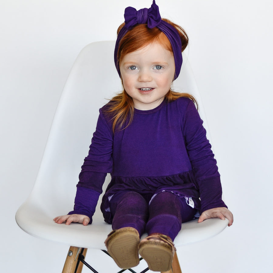 Front Opening Twirl Romper in Grape | Bamboo Viscose