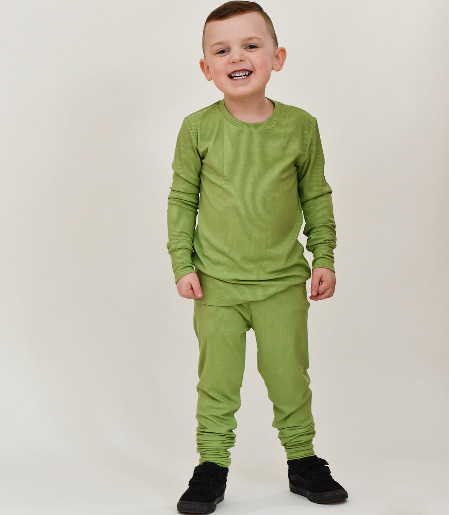 2 pc Loungewear Set in Ribbed Mantis | Bamboo Viscose
