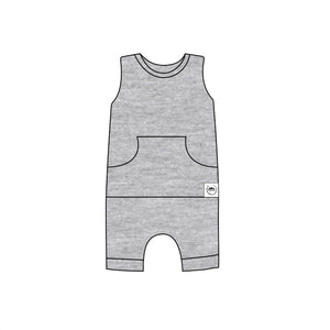 Front Opening Tank Shortie Romper in Heathered Grey | Bamboo Viscose