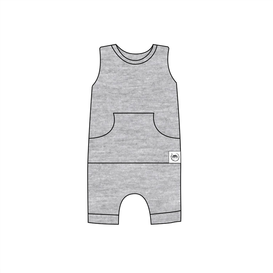 Front Opening Tank Shortie Romper in Heathered Grey | Bamboo Viscose
