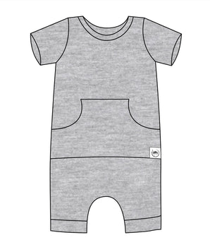 Front Opening Shortie Romper in Heathered Grey | Bamboo Viscose