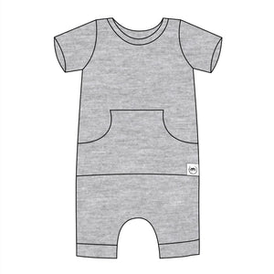 Front Opening Shortie Romper in Heathered Grey | Bamboo Viscose