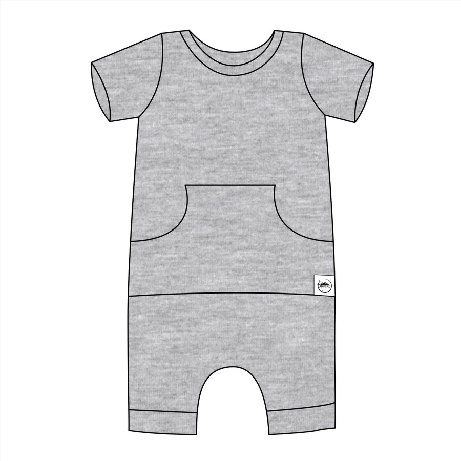 Front Opening Shortie Romper in Heathered Grey | Bamboo Viscose