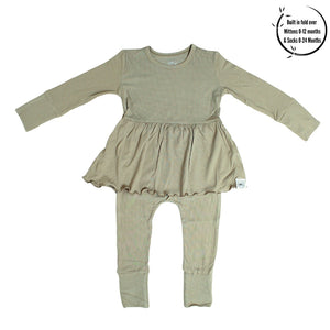 Front Opening Twirl Romper in Moss | Ribbed Bamboo Viscose