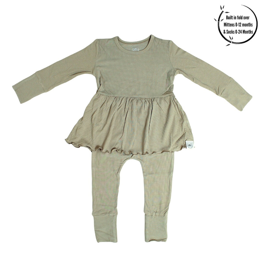 Front Opening Twirl Romper in Moss | Ribbed Bamboo Viscose