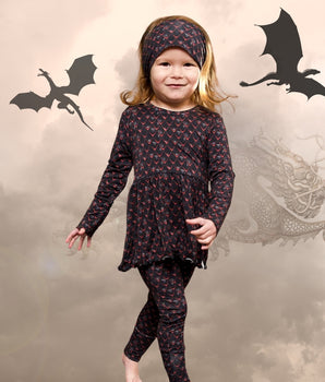 Front Opening Twirl Romper in Dragon Heart