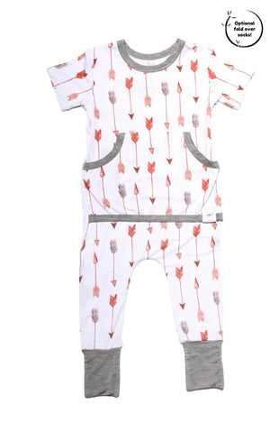 Front Opening Romper in Fate's Arrows | Bamboo Viscose