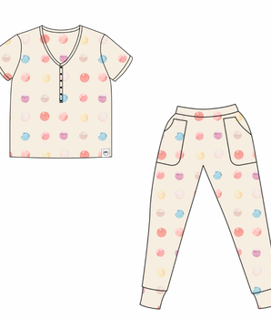 Women’s 2 pc Loungewear Set in Boho Candy Buttons