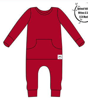 Front Opening Romper in Holly Berry