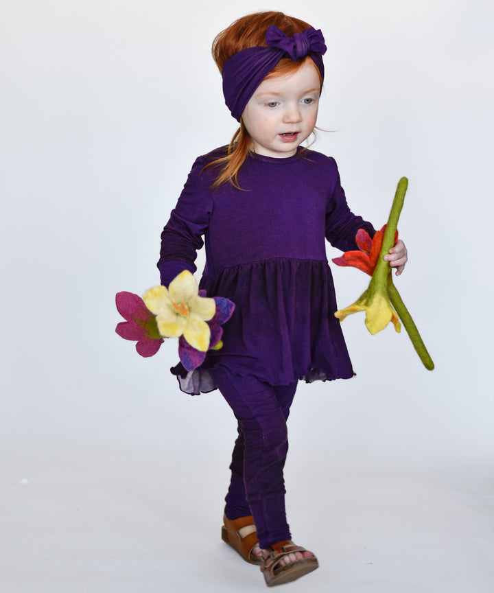 Front Opening Twirl Romper in Grape | Bamboo Viscose