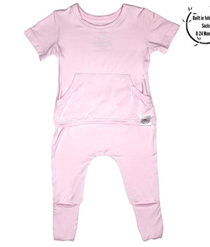 Front Opening Romper in Pink Lemonade