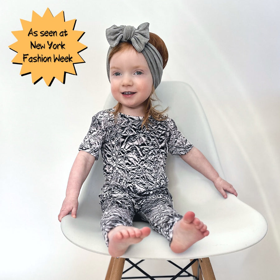 Front Opening Romper in Heavy Metal | Bamboo Viscose